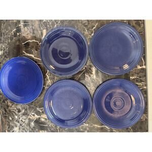 Fiestaware Homer Laughlin 7 1/4 inch Salad Dessert Plates Cobalt Blue Lot 5 (Q)